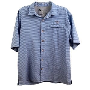 Mojo Blue Gingham‎ Check Short Sleeve Fishing Performance Shirt Vented Medium